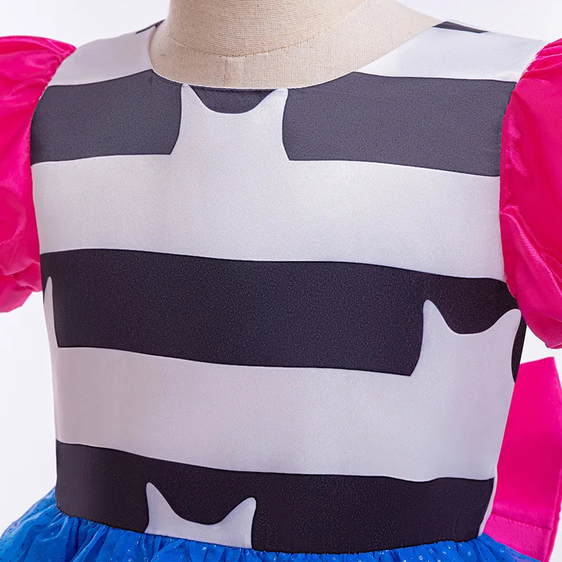 Girls Cat Inspired Princess Dress with Puff Sleeves and Tulle