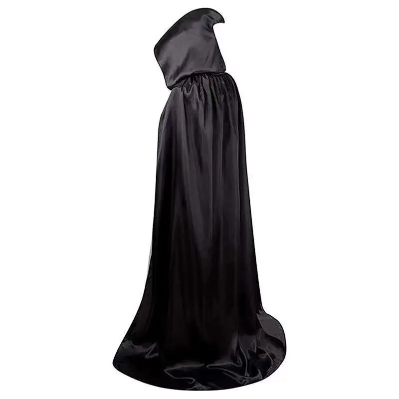 Adult Black Hooded Halloween Cape with Hat Costume