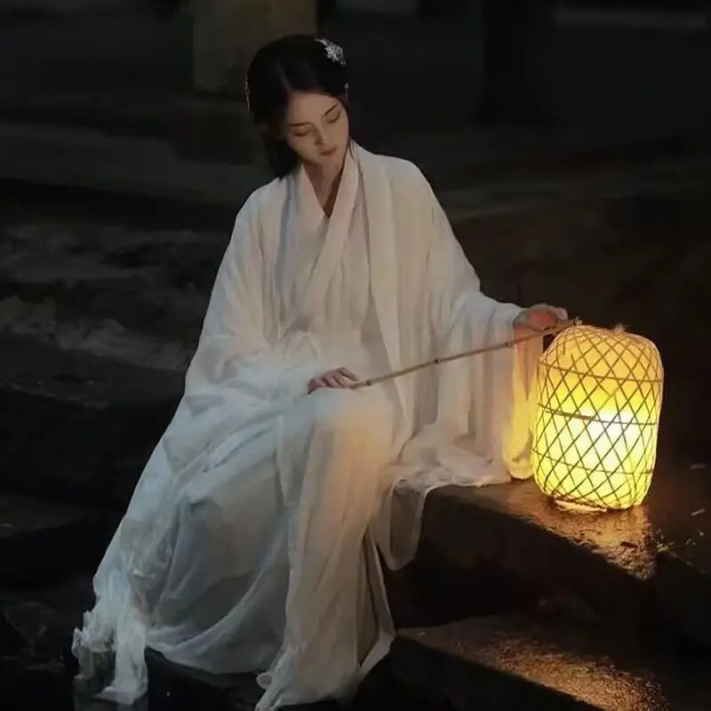 White Hanfu-Inspired Cosplay Dress for Women