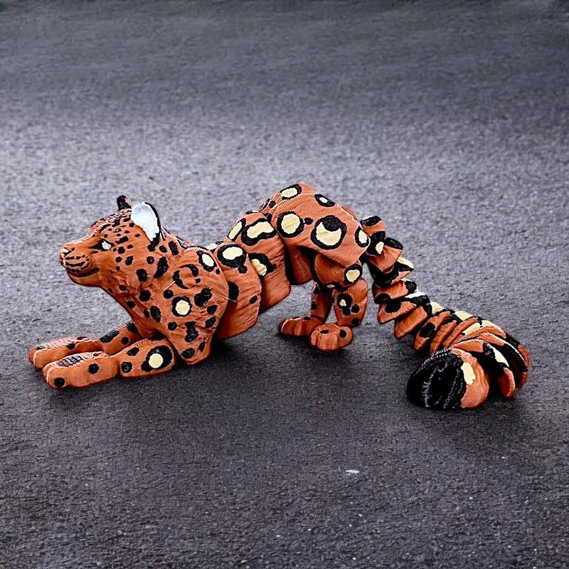 3D Printed Snow Leopard Model Simulation Multi-joint Movable Wild Animals Figurines Miniatures Home Decoration Crafts Figurines