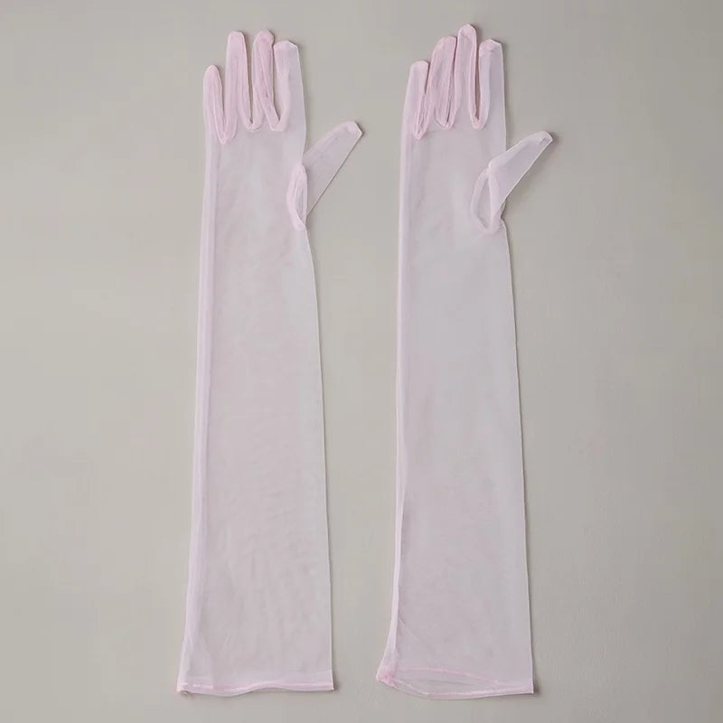 Ladies' Festival Colorful Long Satin Transparent Gloves with Fingers Black White Red Sexy Dance Party Theme Halloween