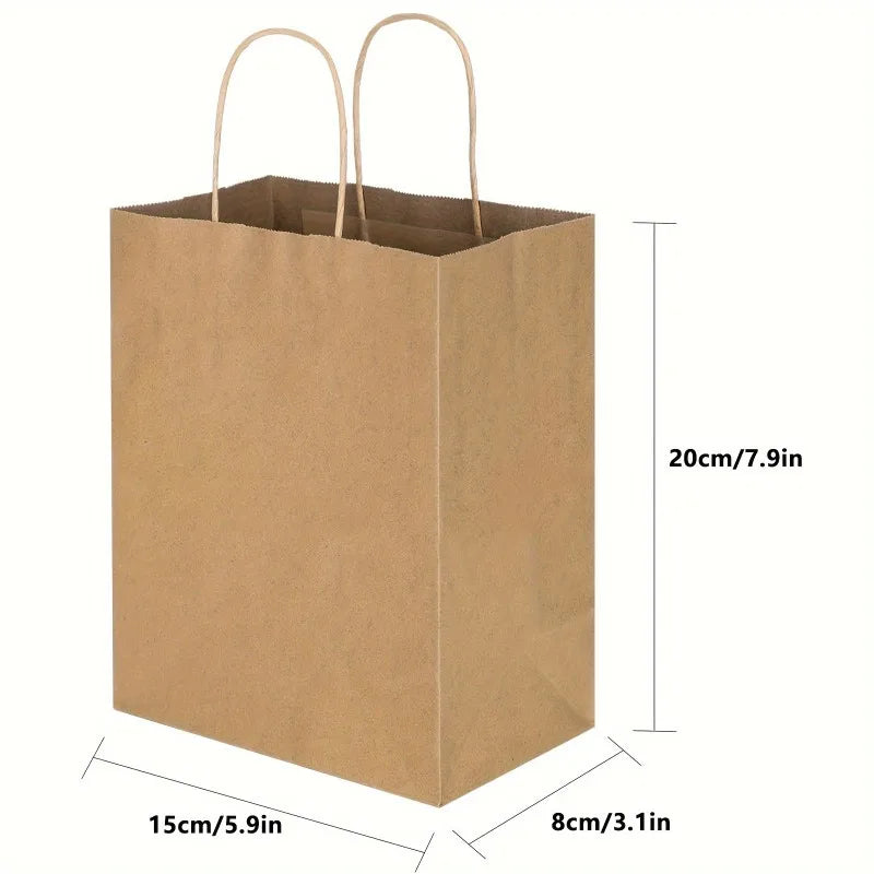 10/30/50pcs Brown Kraft Paper Bags with Handles Presents Bag Party Wedding Gifts Bags Shopping Grocery Craft Packaging Bulk