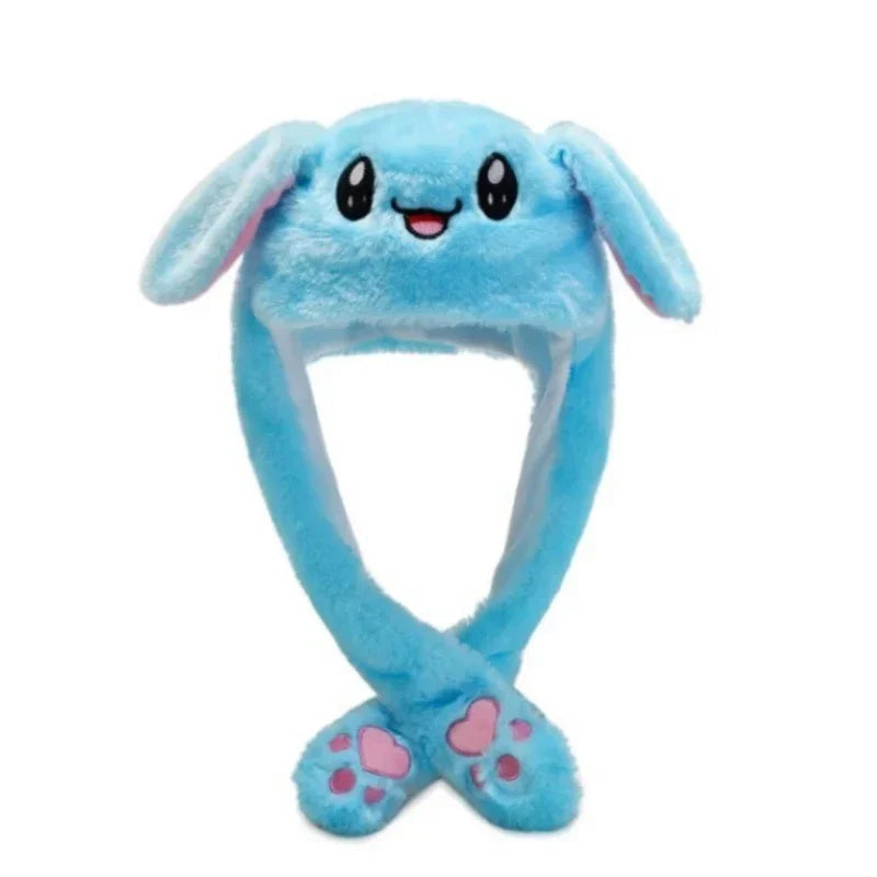 Plush Rabbit Hat with Moving Ears for Kids and Adults