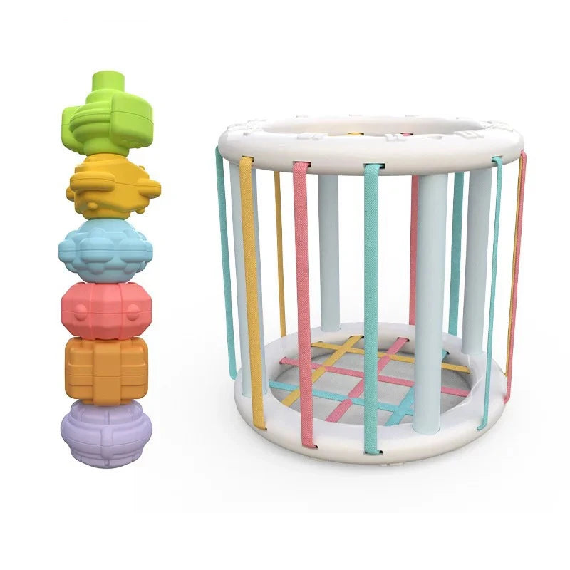 Baby Sensory Bin Shape Sorter Colorful Cube Sorting Game Shape Blocks Montessori Educational Toys Game for 1 2 Year Old Boy Girl