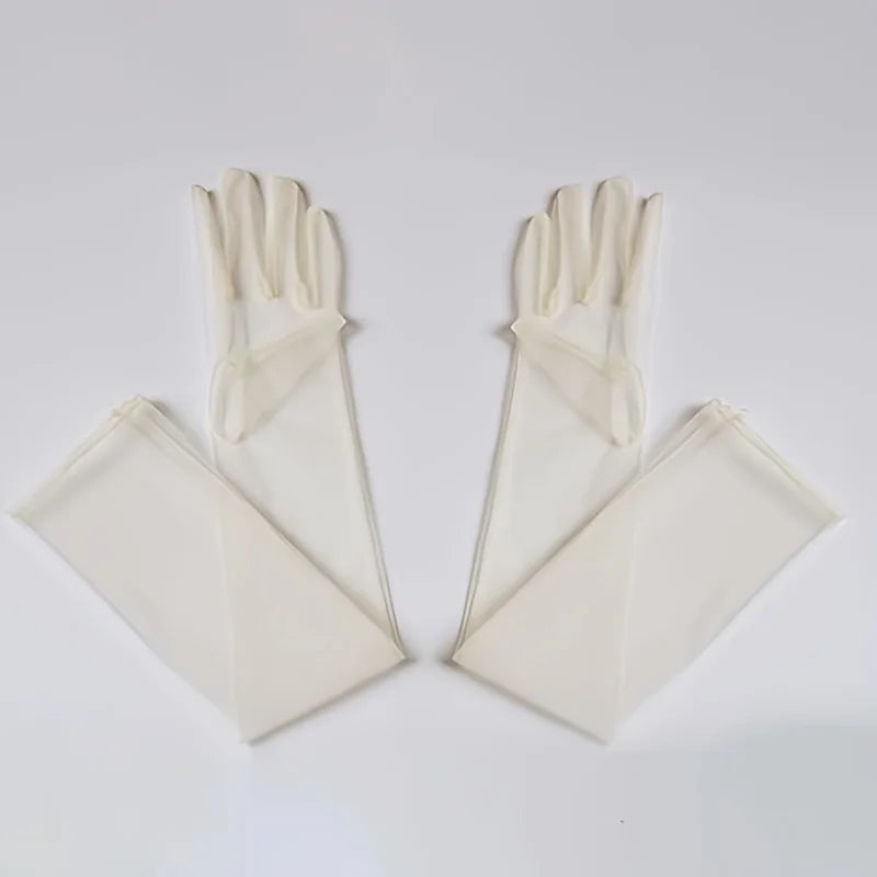 Ladies' Festival Colorful Long Satin Transparent Gloves with Fingers Black White Red Sexy Dance Party Theme Halloween