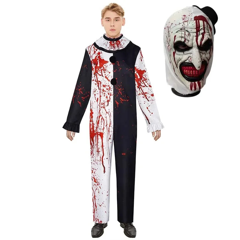 Men’s Horror Clown Jumpsuit Costume for Halloween
