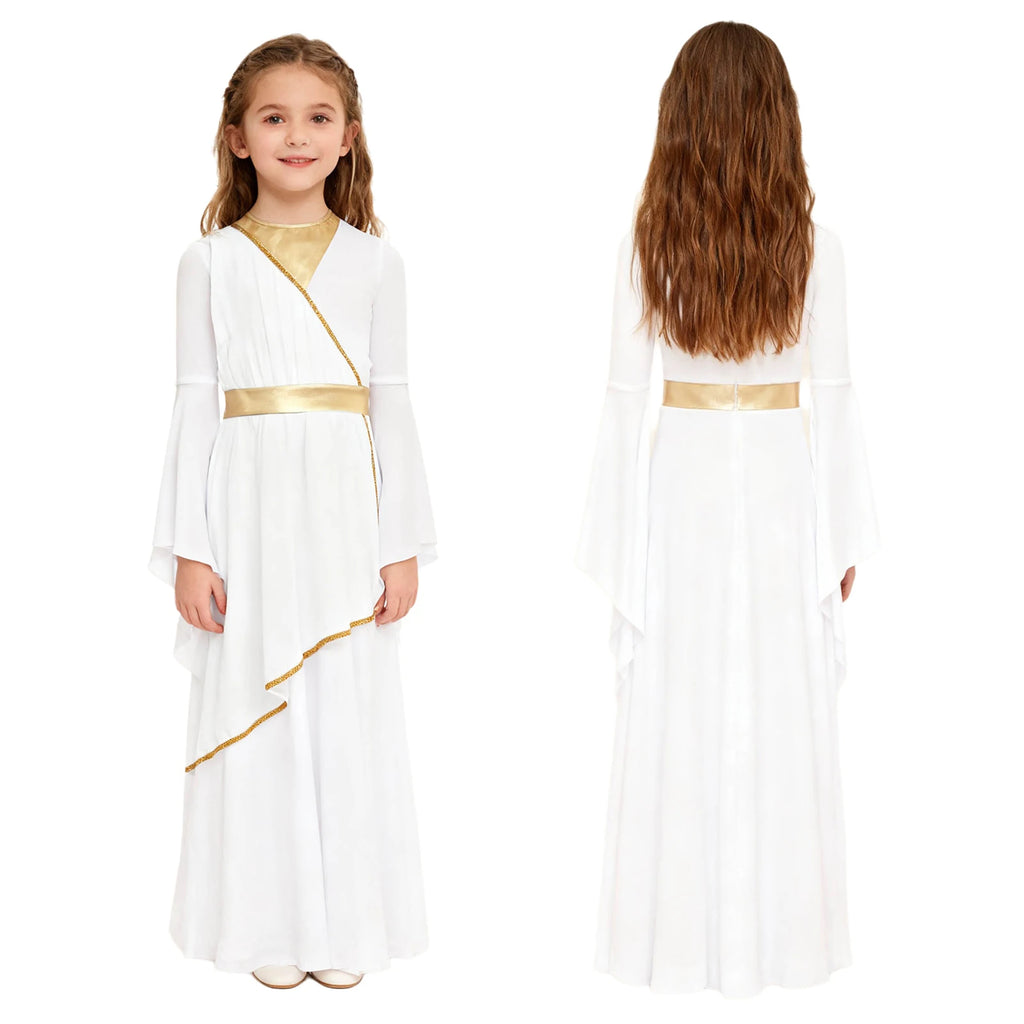 Girls Ancient Greek Goddess Toga Costume for Halloween