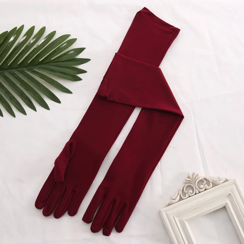 45cm Long Women Elasticity Matte Spandex Dance Performance Long Bride Wedding Mitten Halloween Party Cosplay Princess Glove P26