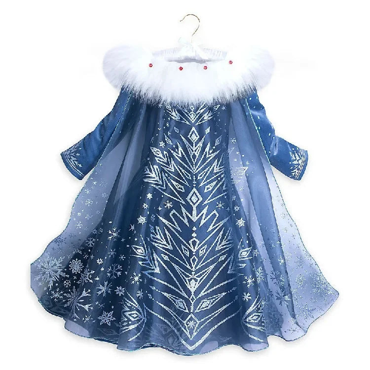 Girls Winter Snow Queen Princess Dress Costume