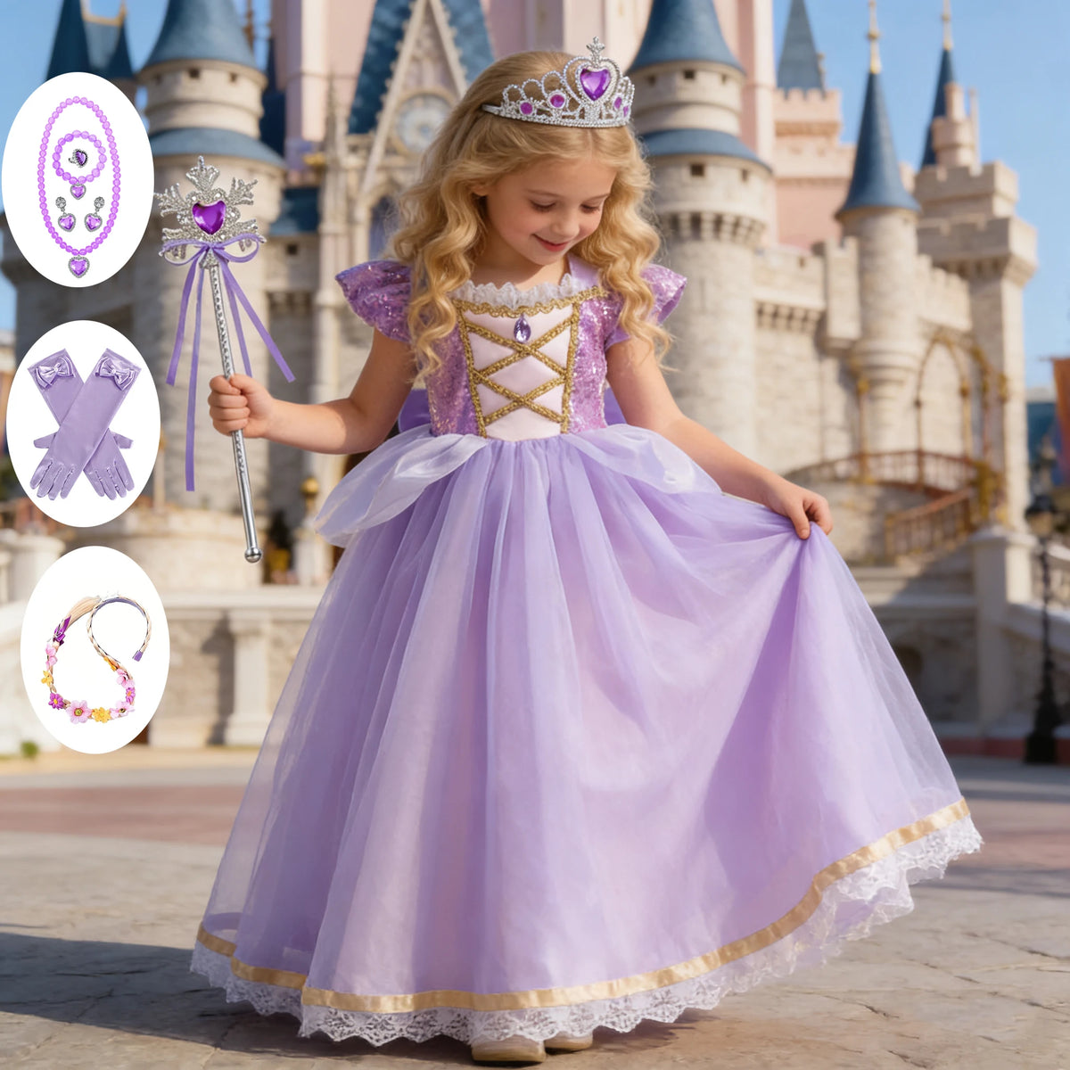 Baby Girls Purple Princess Dress Costume for Halloween & Parties