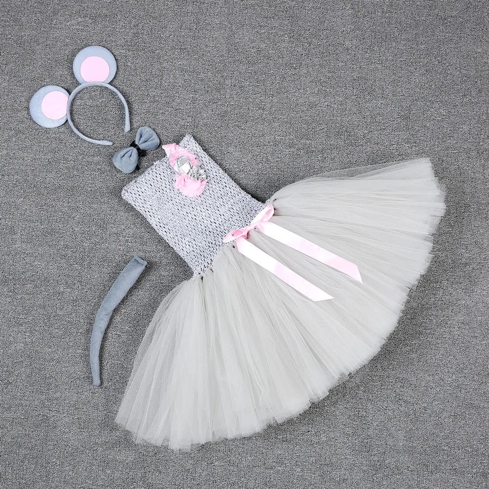 Cute Girls Jungle Theme Animal Costume Elephant Zebra Gray Wolf Suit Dress Halloween Baby Birthday Party Gorgeous Princess Gift