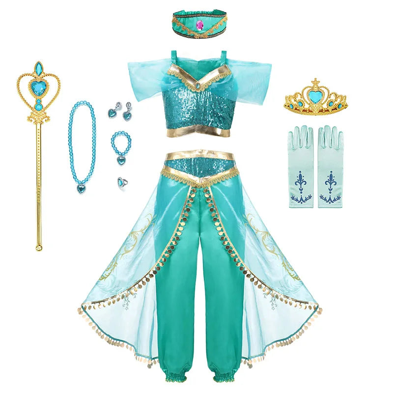 Girls Arabian Princess Costume, Top and Pants Set