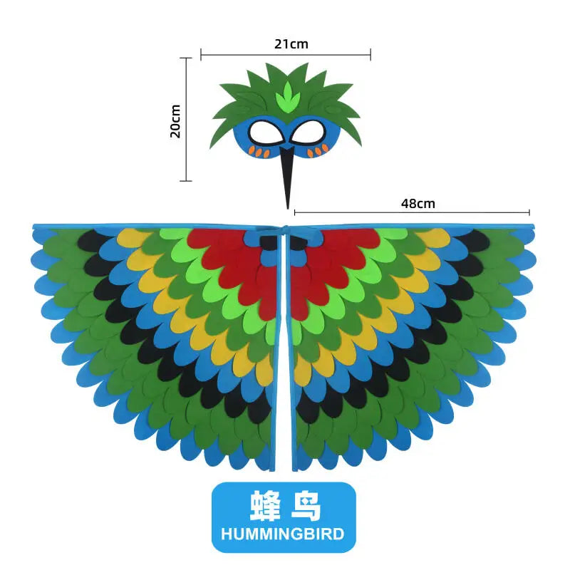 Bird Wings and Mask Costume Cape for Performances