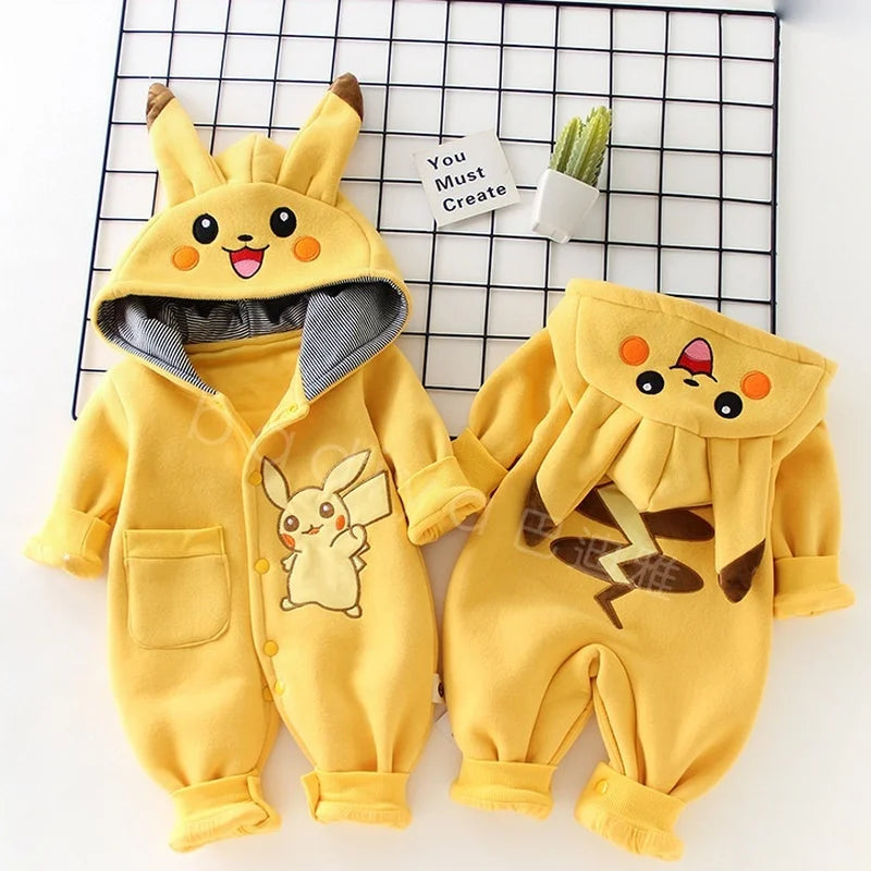 Cartoon Pocket Monsters Baby Pyjamsa Newborn Cute Winter Long-Sleeved Kids Rompers Clothing Babies Toddler'S Clothes Onesie Gift