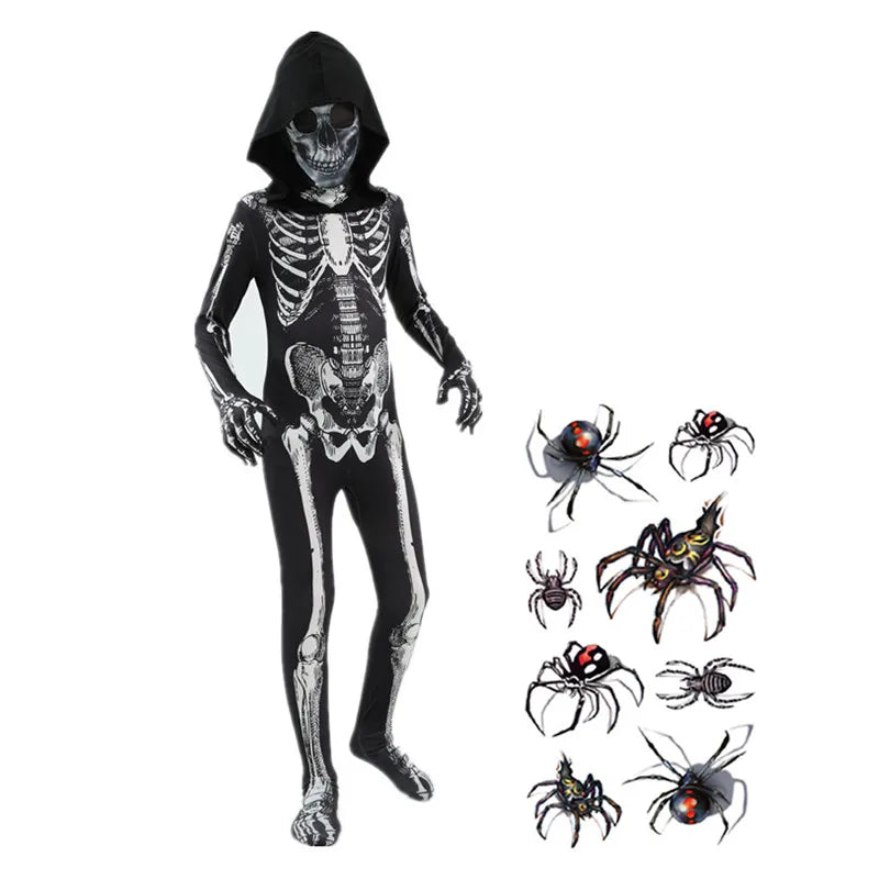 Boys Skeleton Grim Reaper Hooded Halloween Costume