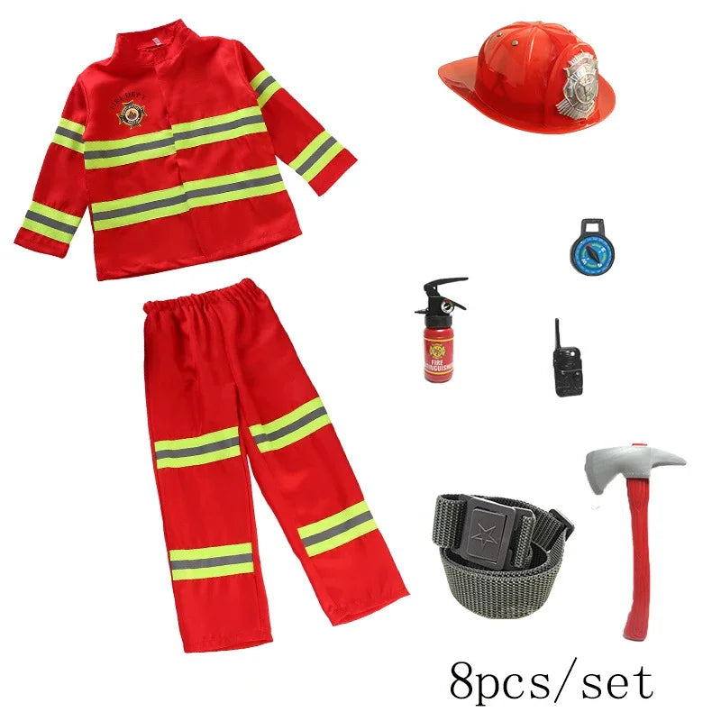 Kids Firefighter Uniform Costume for Halloween & Role Play