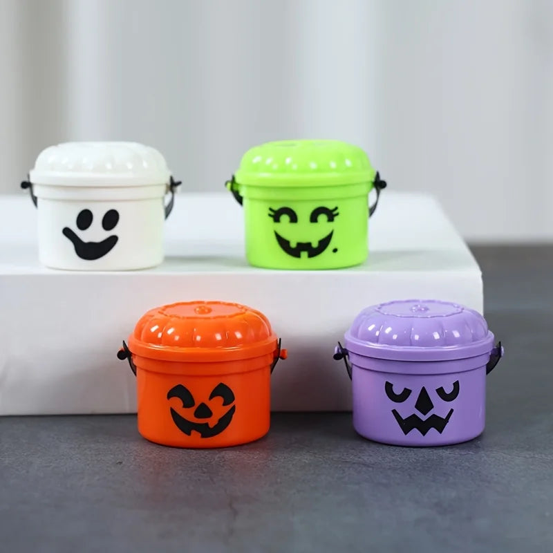 Cute Plastic Halloween Bucket With Trick Or Treat Slogan Durable Candy Pail Spooky Party Decor Trick-or-Treat Holiday Activities