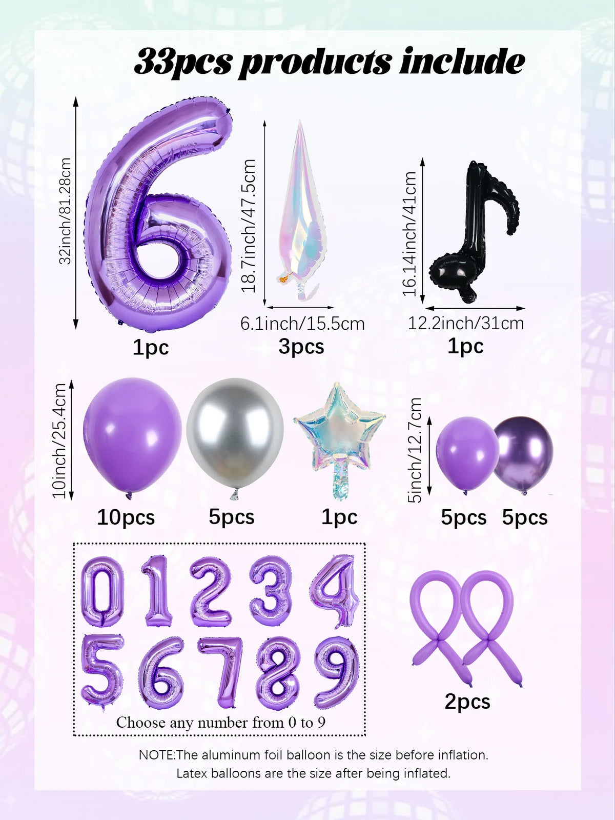 33pc Kpop Music-Themed Birthday balloon Pillar Set, Suitable for K-Pop Music-Themed Birthday Party Decorations and Disco-Themed