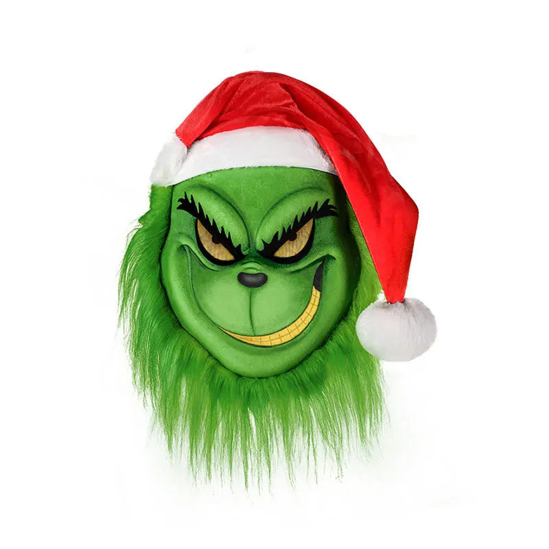 Christmas Thief Costume Set with Red Hat Green Mask and Gloves