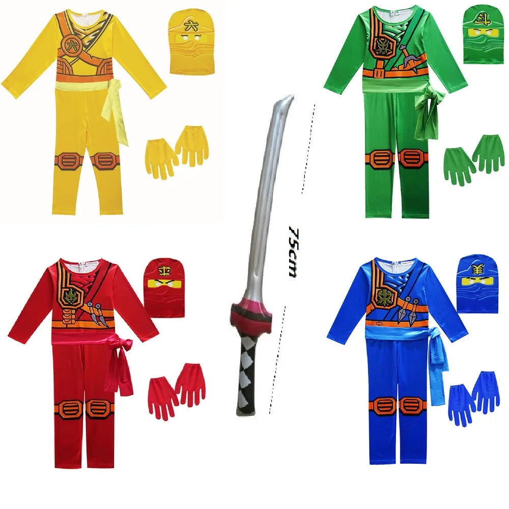 Ninja Cosplay Jumpsuit Costume Set for Halloween & Parties