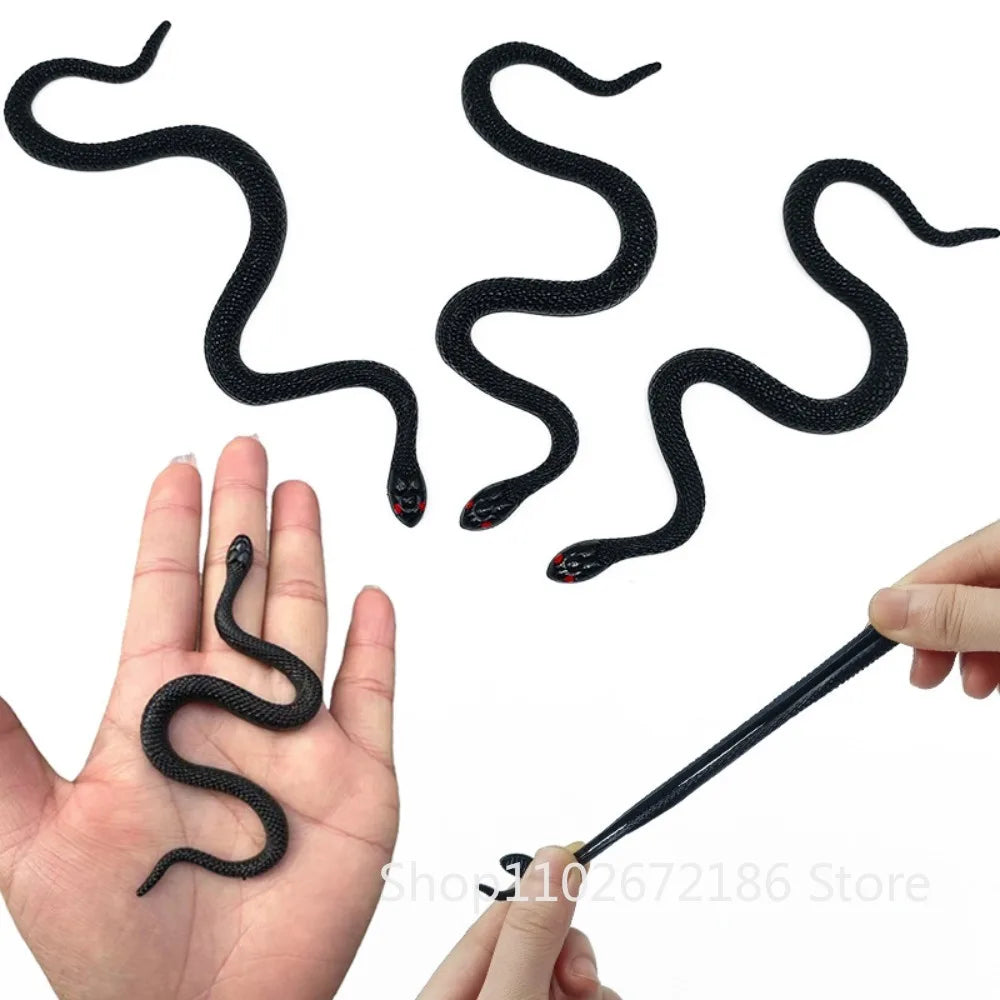 12-36 Pcs Black Simulation Scare Soft Glue Snake for Halloween Ghost Day April Fools Day Horror Party Party Gift Decoration