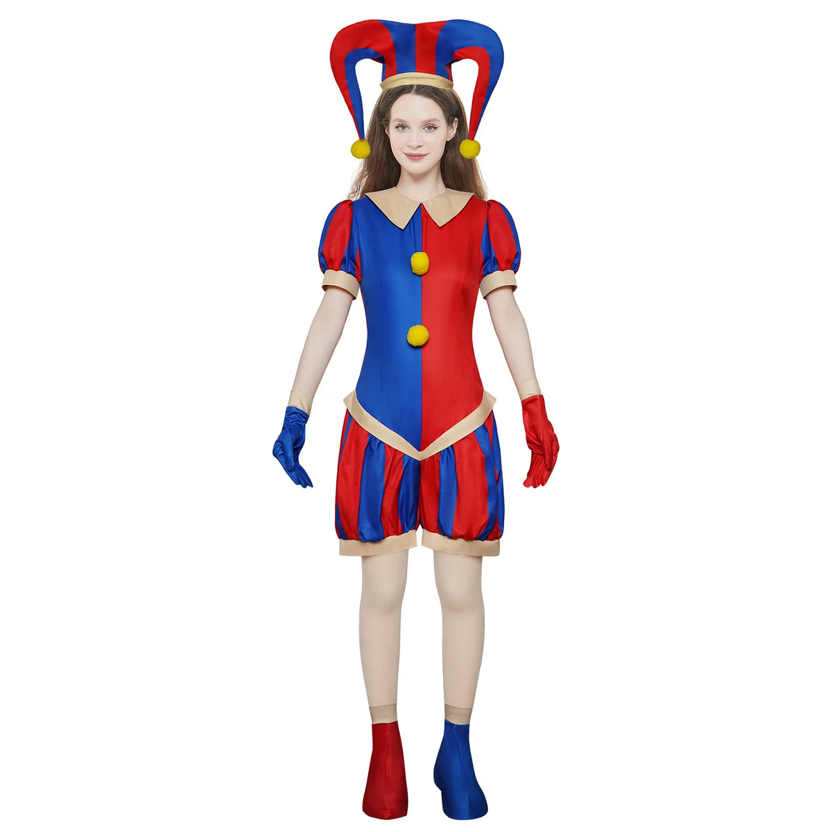 Virtual Circus-Inspired Jumpsuit Costume with Hat & Gloves
