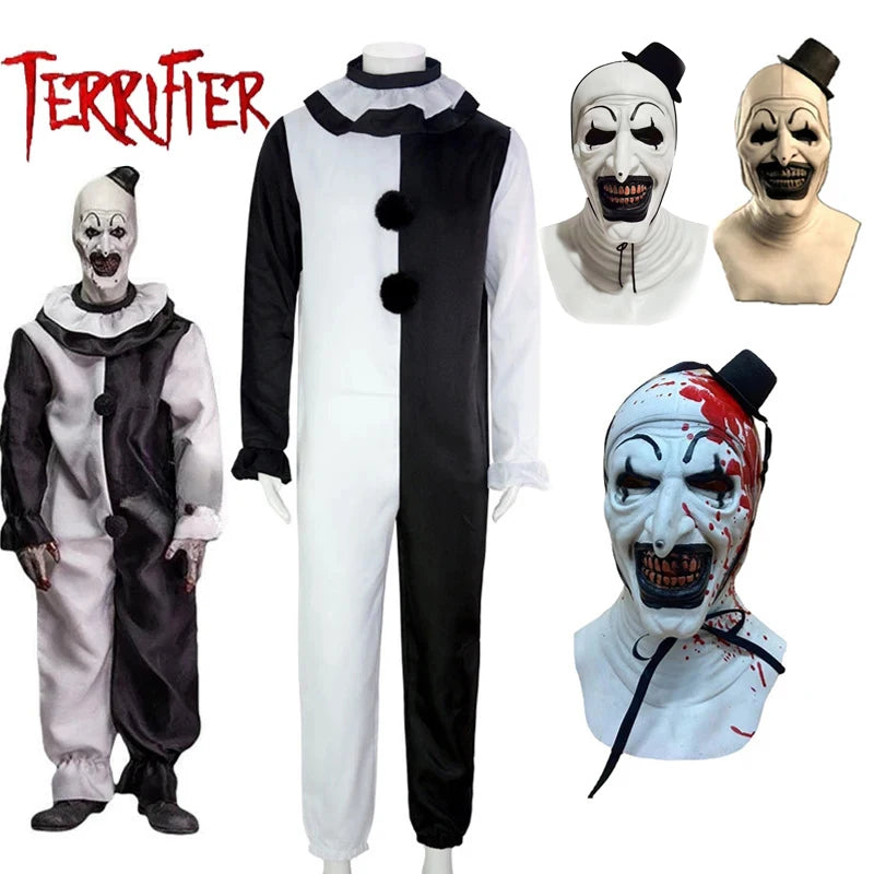 Horror Clown Jumpsuit Costume with Mask for Adults