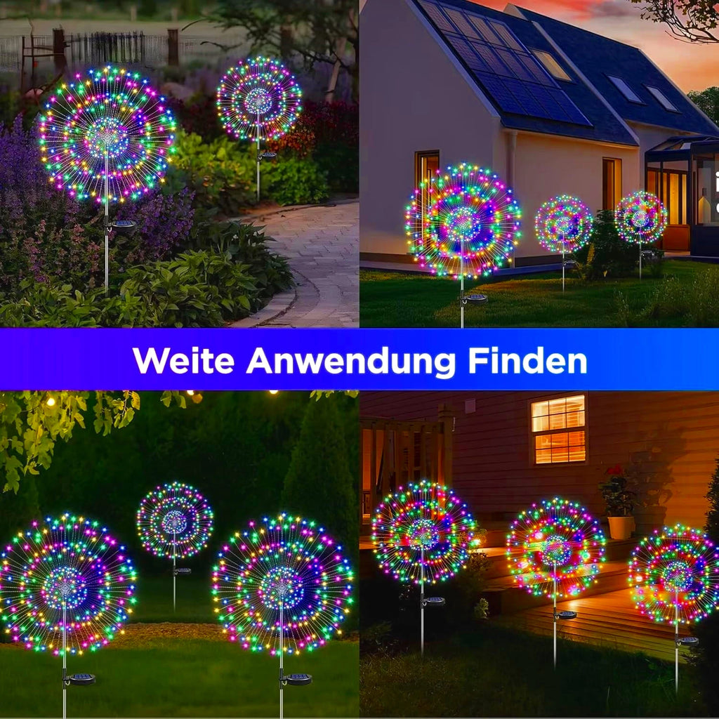 Solar Lights for Outdoor Garden 60/200/420LED Dandelion Lighting Stake Solar Firework Light for Christmas Halloween Lawn Decor