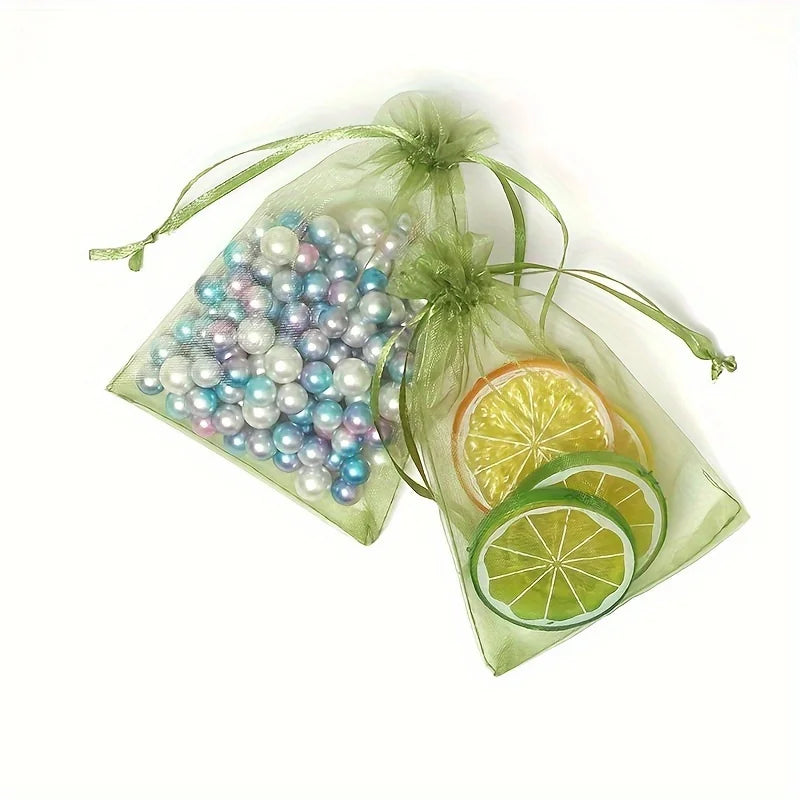 100PCS Organza Bags Mesh Organza Jewelry Bags Drawstring, Small Drawstring Favor Pouches Christmas Candy Wedding Birthday