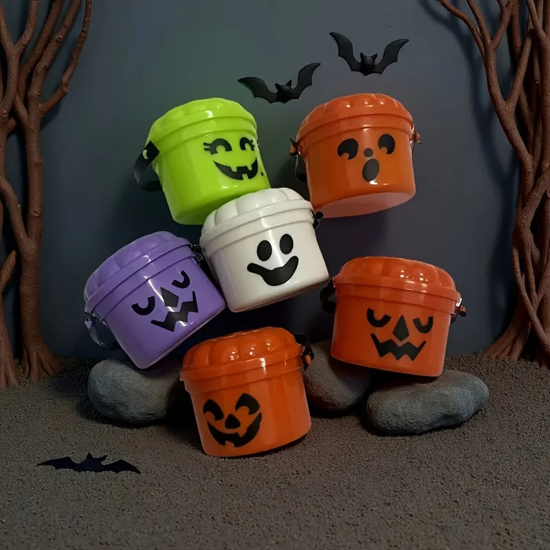 Cute Plastic Halloween Bucket With Trick Or Treat Slogan Durable Candy Pail Spooky Party Decor Trick-or-Treat Holiday Activities