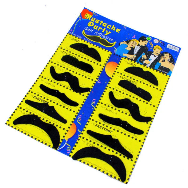 12 Pack Self Adhesive Fake Mustaches Costume Party Accessories