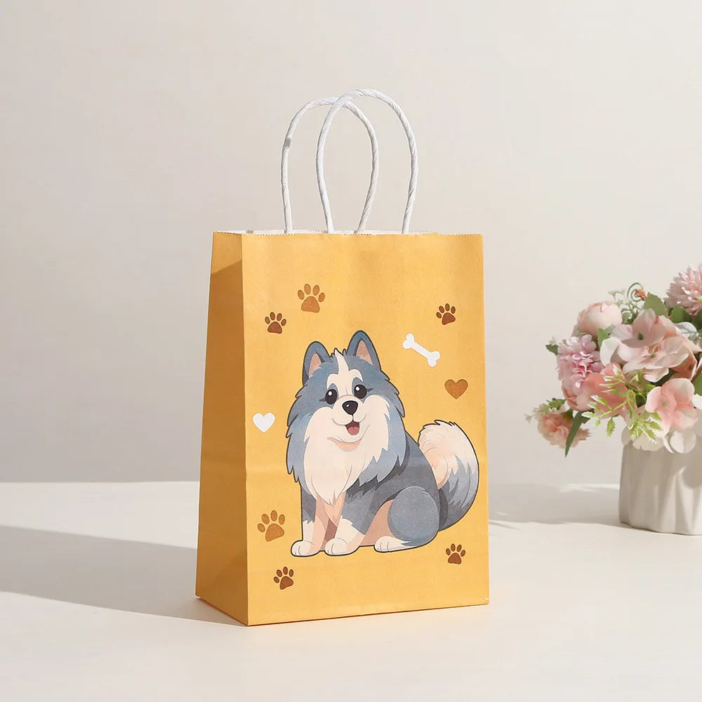 5/30/50pcs Cat Party Gift Bag Cute Kitten Candy Gift with Handle Paper Bag Baby Shower Kids Birthday Kitten Party Decor Supplies
