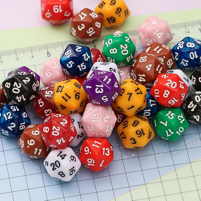 10PCS Acrylic D20 Polyhedral Dice Math Teaching Supplies Learning Resources Toys Party Favors for Teenager Boys Girls