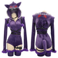 Women’s Purple Ghost Romper Costume with Hood & Tail