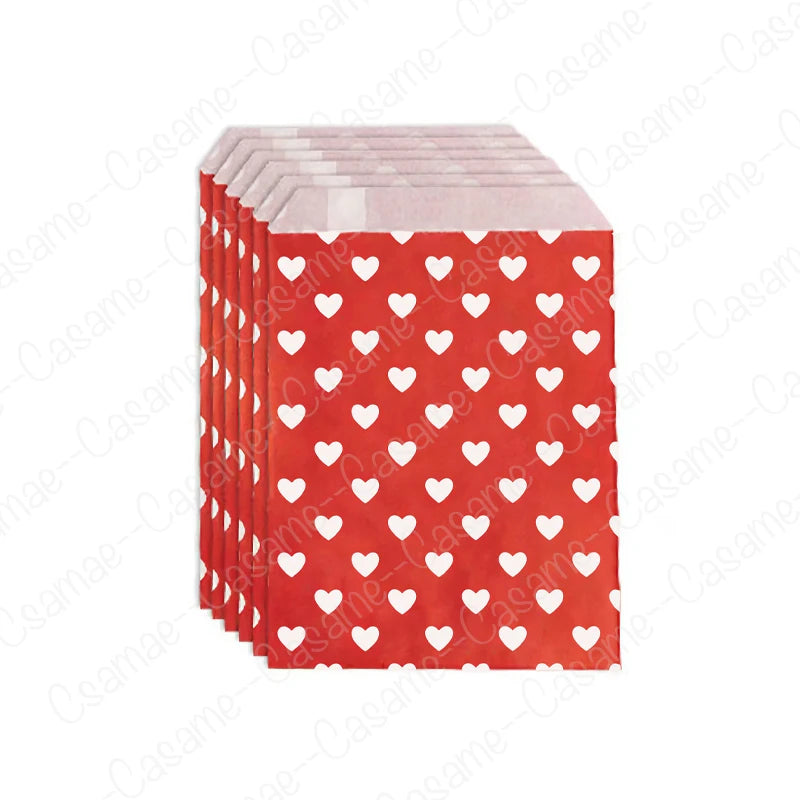 25 pcs Valentine's Day Gift Bags 13x18cm,  Red Heart Paper Treat Bags Small Favor Bags for Valentine's Party, Wedding, Birthday