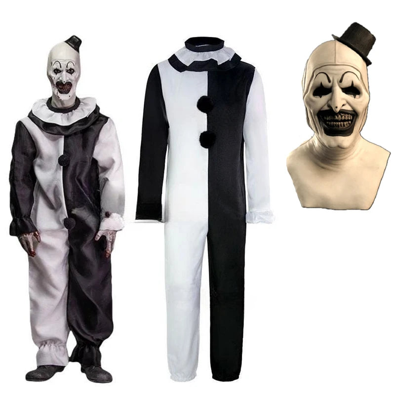 Horror Clown Jumpsuit Costume with Mask for Adults