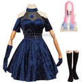 Dark Blue Anime-Inspired Cosplay Dress Wig Set