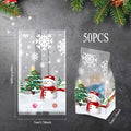 50pcs Christmas Snowman Transparent Candy Bag Gifts Cookie Baking Packaging Bags Xmas Winter Party Decoration New Year