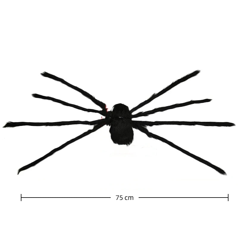 Halloween Black Giant Spider Scary Artificial Plush Spider Home Bar Haunted House Scene Ornaments Props Holiday Outdoor Decors