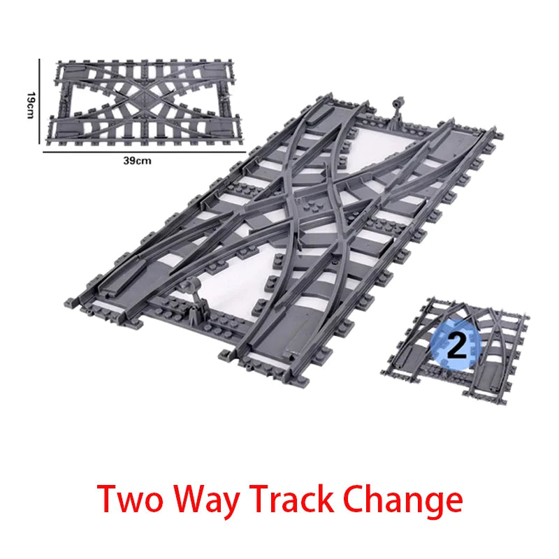 City Trains DIY Building Blocks Straight Curved Rail Bricks Parts Bridge Tunnel Model Soft Flexible Cross Tracks Railway MOC Toy