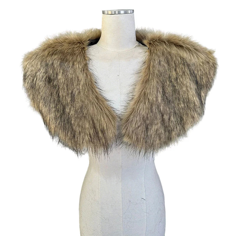 Medieval Faux Fur Shoulder Cloak Cape for Halloween & Cosplay