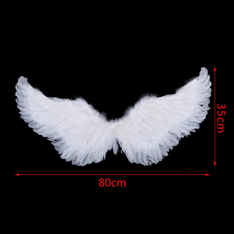 White Angel Wings Costume Set with Halo and Magic Wand