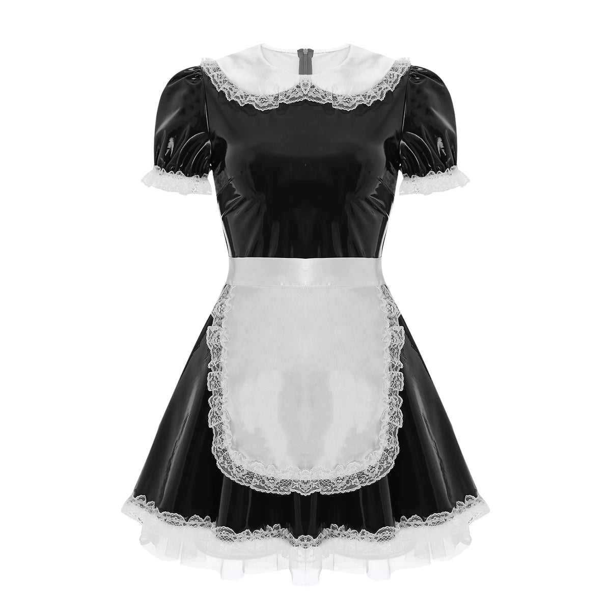 Maid Cosplay Costume Dress with Apron for Halloween Parties
