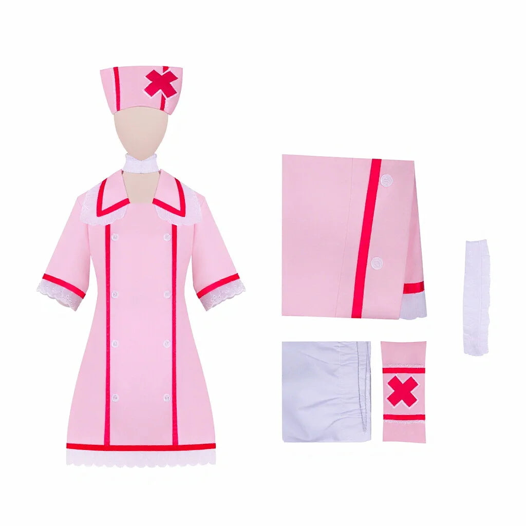Women’s Pink Nurse Costume Dress with Hat and Socks