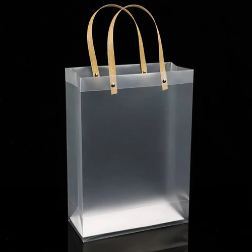 10PCS Transparent Frosted Plastic Handbag Made of High Quality Plastic with Simple and Fashionable Style Transparent Frosted