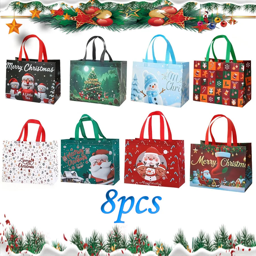 1-16PCS Large Christmas Gift Bags, Christmas Tote Bags with Handles(32.5x25*17cm), Multifunctional Christmas Bags for Gifts