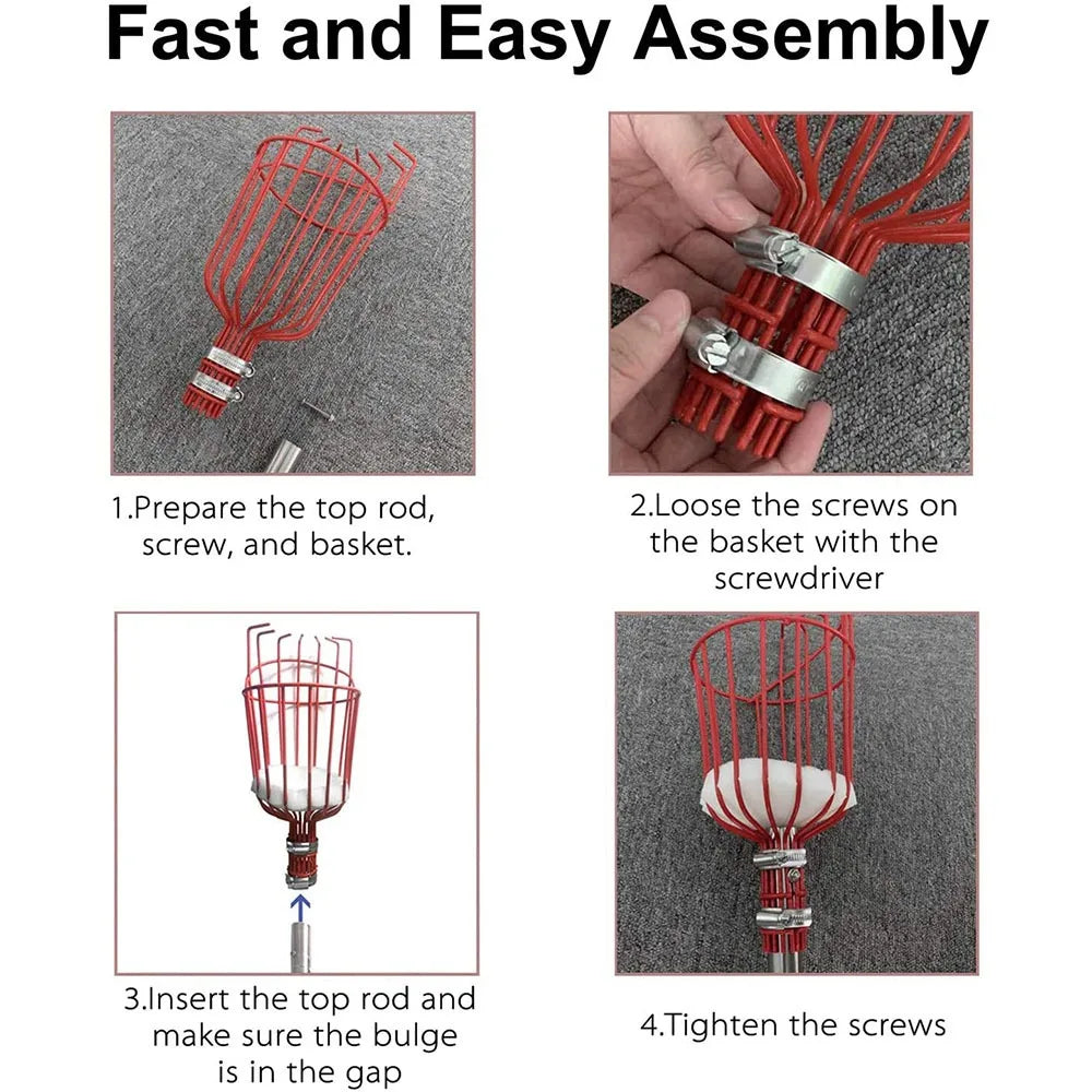 260cm Fruit Picker, Adjustable Depth Basket, Convenient Garden Tool, Picker Basket for Picking Apples
