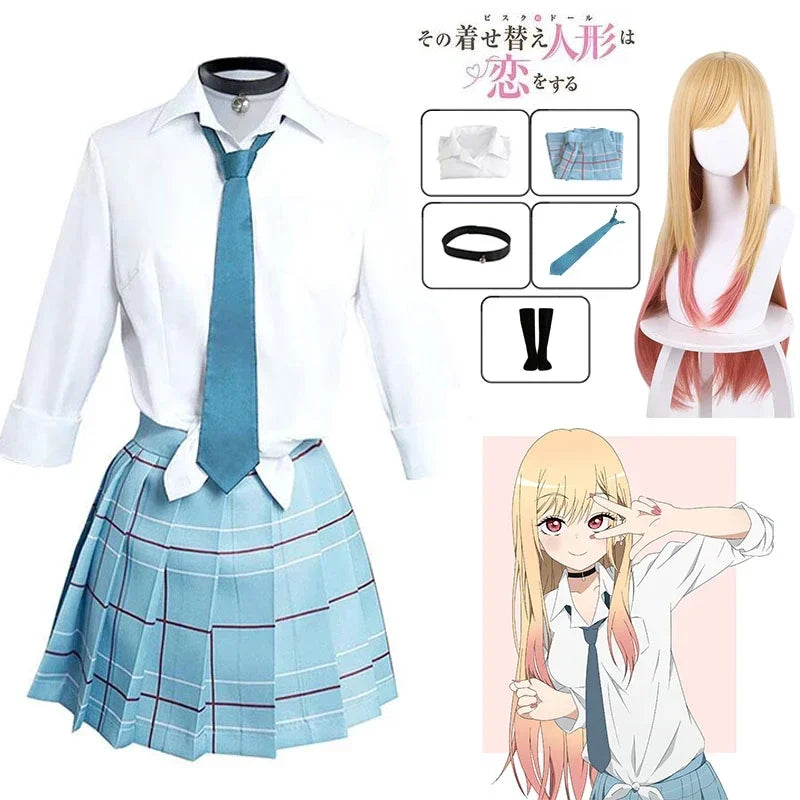 Anime School Uniform Cosplay Costume with Wig