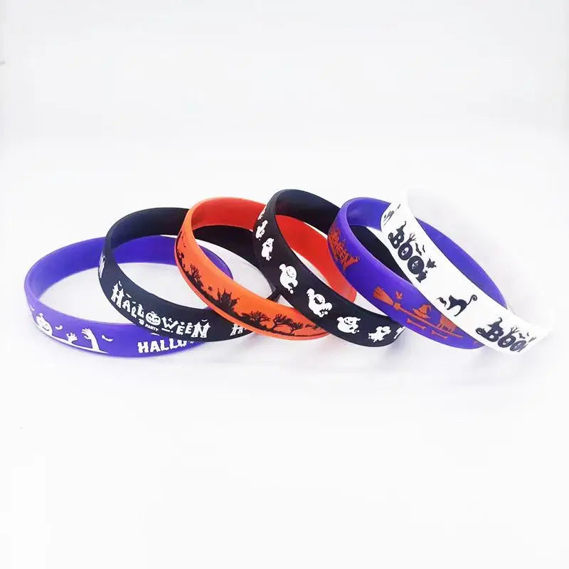 12/24pcs Happy Halloween Silicone Wristbands Kids Gifts Treat Carnival Ghost Party Favor Giveaways Pumpkin Halloween Party Toys