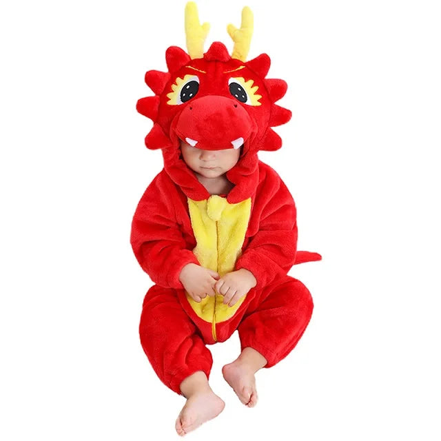 MICHLEY Carniva Baby Rompers Winter Clothes Flannel Hooded Bodysuits Pajamas Animals Overall Jumpsuit For Girls Boys Kids